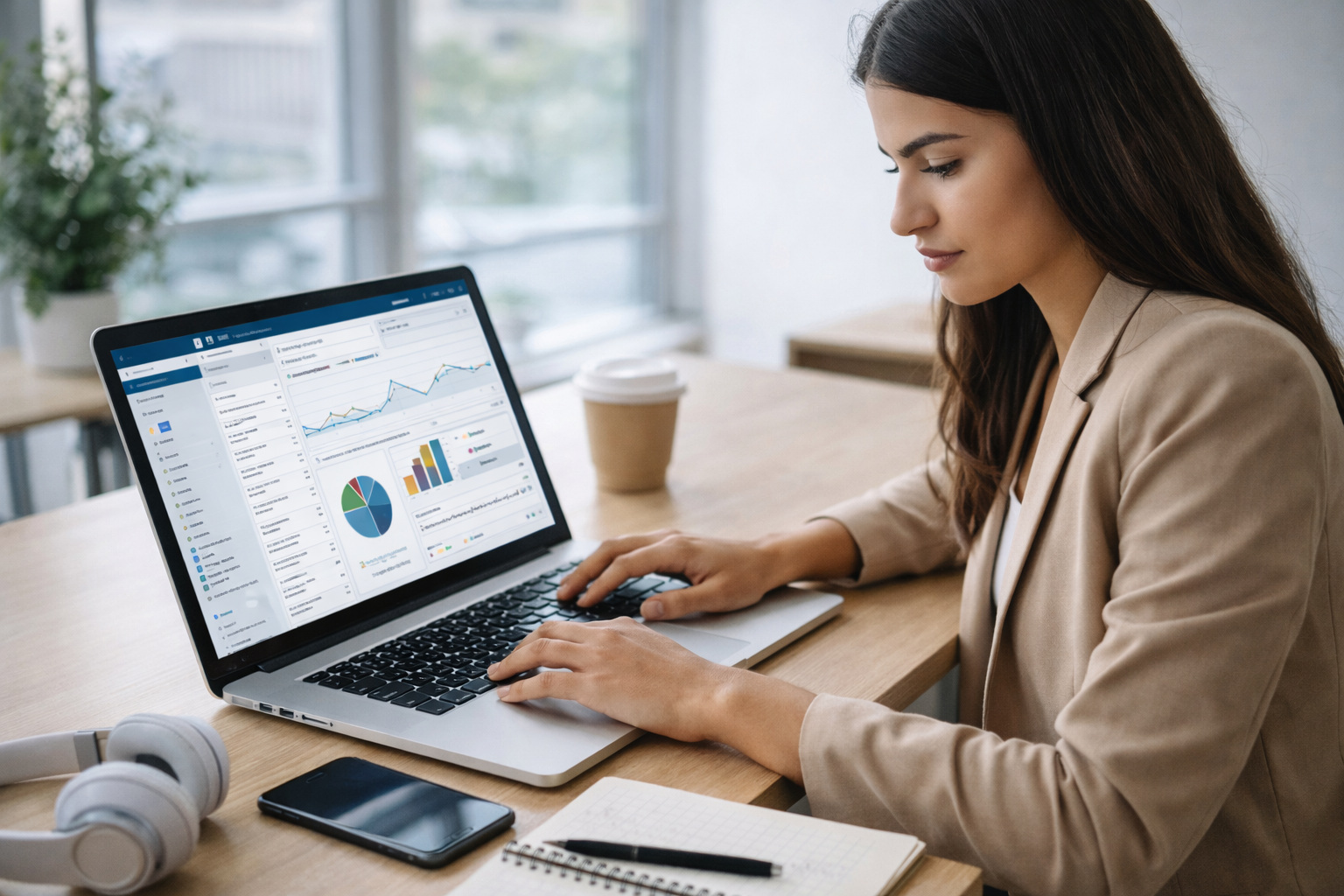 Professionista che lavora al computer offrendo servizi digitali online