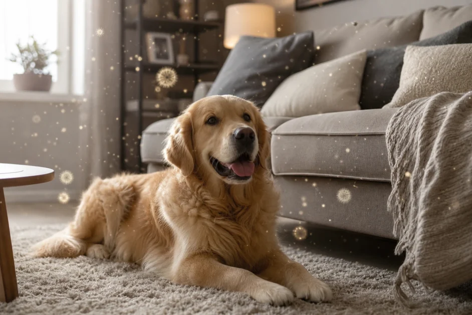 Allergeni del cane su tessuti, divani e tappeti